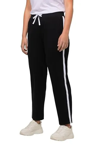 Ulla Popken Damen Jogginghose, Schwarz, D/EU 50-52 - Sport-Jogginghose für Damen aus weichem Sweat, bequemer Basic Fit mit Elastikbund und praktischen 2 Taschen für zusätzlichen Komfort.