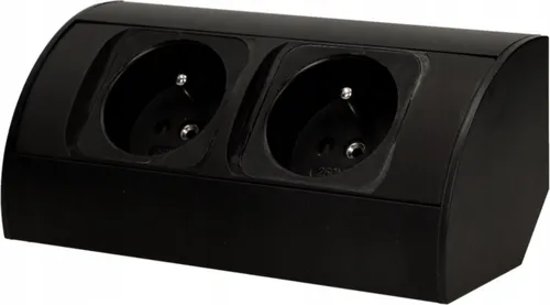 Orno Tischsteckdose AE-1303 - 2x Schutzkontakt, 0,6m Kabel für flexible Montage in Schwarz