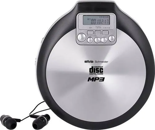 Silva Schneider PORTABLE CD-PLAYER MP3 - SIL-SC SILVA MCD 50 SI/SW - CD-Player für unterwegs, mit MP3 Playback und 120 Sek. Antischock für ununterbrochenen Musikgenuss, ideal für Reisen und Freizeit.