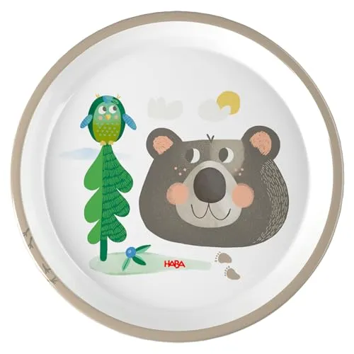 HABA Kinderteller Wald – Praktischer Melamin-Teller mit Bär-Motiv – Rutschfest – Spülmaschinengeeignet – Ab 12 Monaten – 2012441003