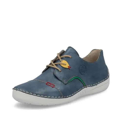 Rieker Damen Schnürschuh Halbschuh 52528 - Blau, Größe: 38 EU - Halbschuhe für Damen, stilsicher und bequem! Der Rieker Schnürschuh vereint robustes Kunstleder mit einer schockabsorbierenden Sohle für höchsten Tragekomfort.