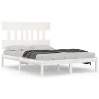 vidaXL Massivholzbett Weiß 120x200 cm - Betten: Schlichtes und zeitloses Design aus massivem Kiefernholz für Stabilität und Robustheit, ideal für gemütliche Schlafzimmer-Ambiente.