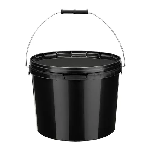 Garronda Eimer mit Deckel 10 L für die Lagerung von Lebensmittel- und Chemischen Produkten Schwarz 10 Stück GD-0115