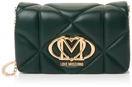 Love Moschino Gepolsterte Tasche aus Polyurethan, Grün - Stylische Handtasche aus hochwertigem Polyurethan, gepolstert für zusätzlichen Komfort und Schutz. Ideal für den täglichen Gebrauch.