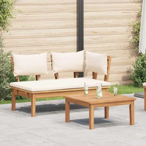 vidaXL Gartenbank 2 pcs Braun Massivholz Teak - Gartenmöbel-Set aus hochwertigem, wetterbeständigem Teakholz, ideal für Terrassen und Balkone. Modernes Design mit stabiler Konstruktion sorgt für stilvolle Entspannung im Freien.