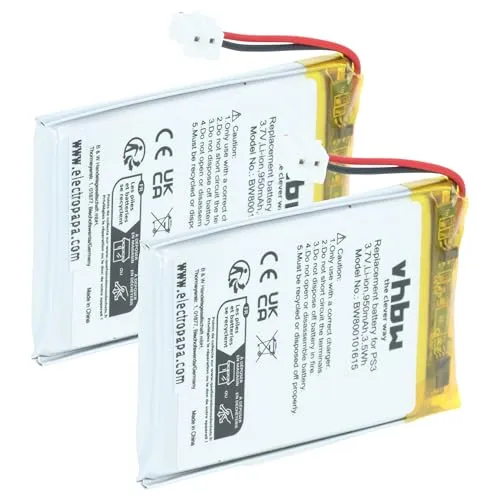 vhbw 2X Akku Ersatz für Sony Lip1359, Lip1859, Lip1472 für Gamepad Controller (950 mAh, 3,7 V, Li-Ion)