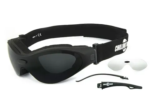 CHILLOUT RIDER® Motorradbrille Bikerbrille Chopper Brille - Sonnenbrille für Biker, winddicht und mit 100% UV400 Schutz. Ergonomische Passform und wechselbare Gläser für besten Tragekomfort und Sicht.