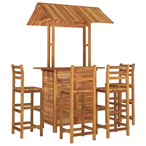 vidaXL Gartenlounge-Set 5-tlg. aus Akazienholz - Garten-Lounge-Set aus massivem Akazienholz mit elegantem Design, stabilen Rahmen und praktischer Überdachung für Schatten und Komfort.