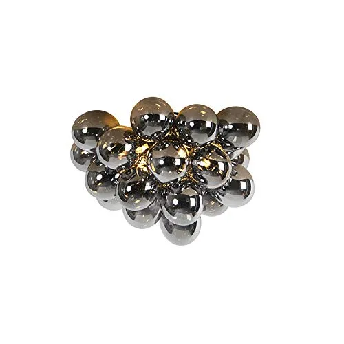 Qazqa Deckenleuchte Uvas, 6-flammig, Schwarz, Design-Glas in schwarz von QAZQA