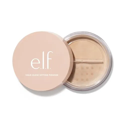 e.l.f. Halo Glow Setting Powder, Seidig, Verwischend, Glättet, Minimiert Poren und feine Linien, Erzeugt einen weichen Fokus-Effekt, Halbmattes Finish, Medium