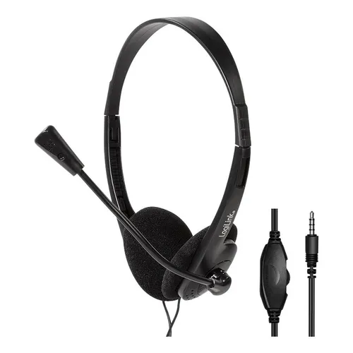 LogiLink HS0055 - Stereo Headset mit Mikrofon, 3,5-mm-Stecker, integrierter Lautstärkenregler und umweltfreundlicher Verpackung