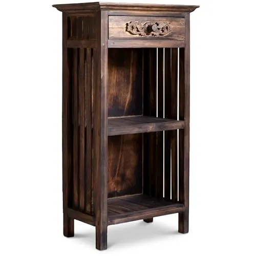 livasia Standregal Teakholz – 40x25x90cm in braun von livasia