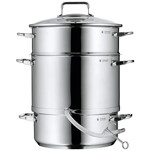 WMF Dampfentsafter Induktion 7l - Edelstahl Entsafter mit Glasdeckel - Entsafter aus Cromargan Edelstahl, ideal für schonendes Entsaften ohne Kochen. Perfekt für Obst und Gemüse, mit TransTherm Bodenkonstruktion für gleichmäßige Wärmespeicherung.
