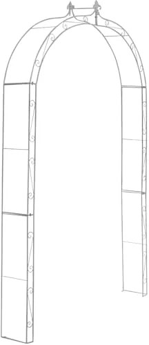 CLP Rosenbogen Anna antik weiß - Pflanzenkästen & Spaliere, eleganter Rosenbogen aus pulverbeschichtetem Eisen, ideal als Rankhilfe für Rosen und Efeu, steht stabil durch vorgefertigte Löcher zur Bodenbefestigung.