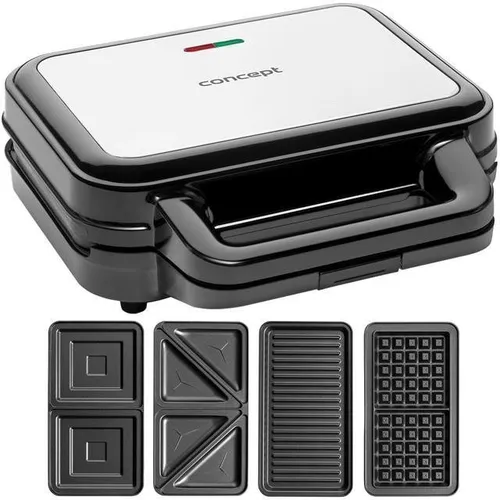 CONCEPT Hausgeräte Sandwichmaker SV3070 - 4 in 1 mit austauschbaren Platten - Sandwichmaker für knusprige Toasts, Waffeln und Grillgerichte. Mit 900 W Leistung und antihaftbeschichteten Platten für einfache Reinigung - ideal für vielseitigen Genuss!