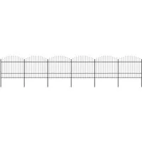 vidaXL Gartenzaun mit Speerspitzen aus Stahl, Schwarz - Robuster Metallzaun (1,5 - 1,75 m hoch) mit 10,2 m Gesamtlänge, bietet Sicherheit und Privatsphäre dank dekorativer Speerspitzen und einfacher Montage.