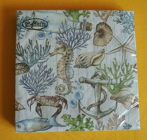 Servietten maritim unten im Meer 1 Packung OVP Motivservietten Seepferdchen 20