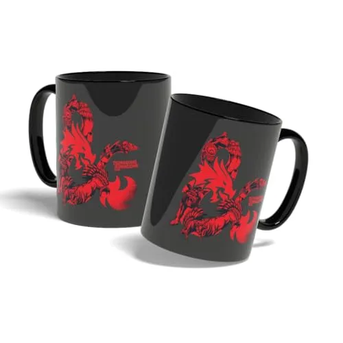Konix Dungeons & Dragons Becher - Keramikbecher - 320 ml - Motiv Monsters - Schwarz und Rot