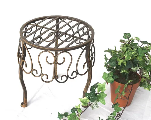 DanDiBo Blumenhocker Metall Braun Rund - Stilvoller Pflanzenständer - Blumenhocker aus Metall, rund und braun, ideal für Pflanzen oder als Beistelltisch. Maße: 22 x 25 x 22 cm, perfekt für jedes Zuhause.