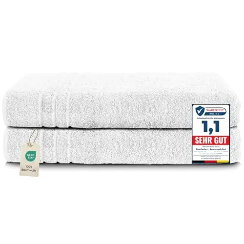 Komfortec 2er Saunatuch Set 80x200 cm aus 100% Baumwolle - Saunatücher aus 100% Baumwolle, flauschig und saugstark, ideal für Sauna und Wellness, schadstoffgeprüft nach Öko-Tex Standard 100.