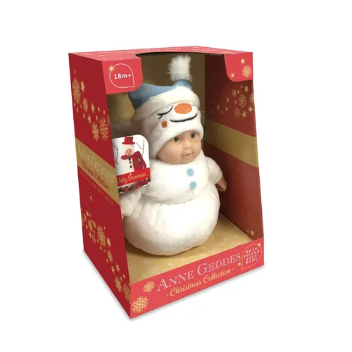 ANNE GEDDES Baby Puppe Schneemann - 23 cm - Künstlerpuppe, handgefertigt und perfekt als liebevolles Geschenk für kleine Weihnachtsfreunde.