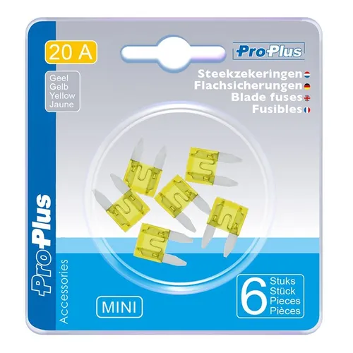 Flachsicherungen Mini 20A gelb 6 Stück im Blister