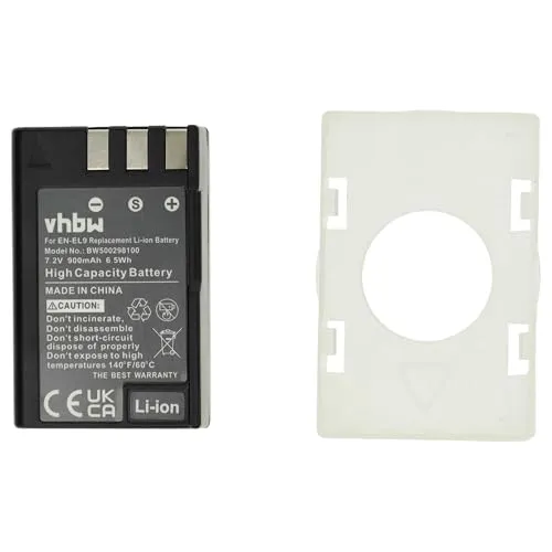 vhbw Akku kompatibel mit Nikon D3000, D40, D40x, D5000, D60 Kamera (900 mAh, 7,2 V, Li-Ion)