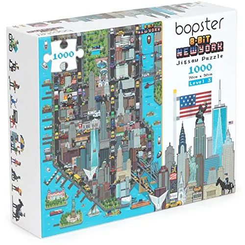 Puzzle Erwachsene/Puzzle 1000 Teile New York - Retro-Gaming im 8-Bit-Stil New York Puzzle für Erwachsene und Kinder mit 100% Recycelte Karton - von bopster