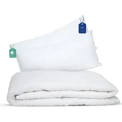 Livessa Bettdecke 200x200cm mit 2er Set Kissen 40x80cm - Ganzjahreskomfort für Kinder - Bettdecken für Kinder, ideal für alle Jahreszeiten mit 300 g/m² Füllung, Oeko-Tex zertifiziert, weich und atmungsaktiv für ein optimales Schlafgefühl.