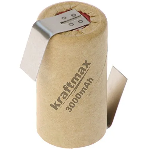 20x Kraftmax SUB-C Akku Zelle - 3000mAh / 1,2V / NIMH - Hochleistungs- Markenzelle mit Lötfahne Z-Form in Industriequalität