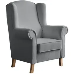 Beautysofa Ohrensessel Leonardo, Grau, 1-Sitzer, 88x118x86 cm - Eleganter Ohrensessel mit hochwertigem Bouclestoff und bequemen Wellenfedern. Ideal für Wohnzimmer oder Büro, bietet er stilvollen Komfort und ist flexibel platzierbar.