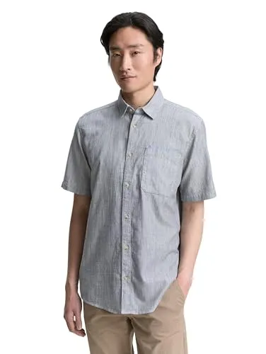 Tom Tailor Regular Fit Freizeithemd - Herrenhemden aus 100% Baumwolle, bequemer Regular Fit und stilvolle doppelte Brusttasche für einen klassischen Look.