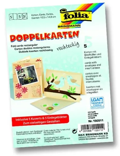 Glorex Doppelkarten 10,5 x 15 cm strohgelb, 5 Stück Karten & Umschläge