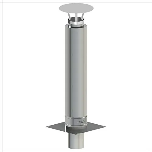 Kamin-Verlängerung 200mm - 1m Edelstahl Schornstein-Aufsatz mit Isolierung - Hochwertige doppelwandige Kamin-Verlängerung aus Edelstahl, 1m lang mit 200mm Innendurchmesser. Einfache Montage und geprüfte Qualität für eine optimale Zugverbesserung.