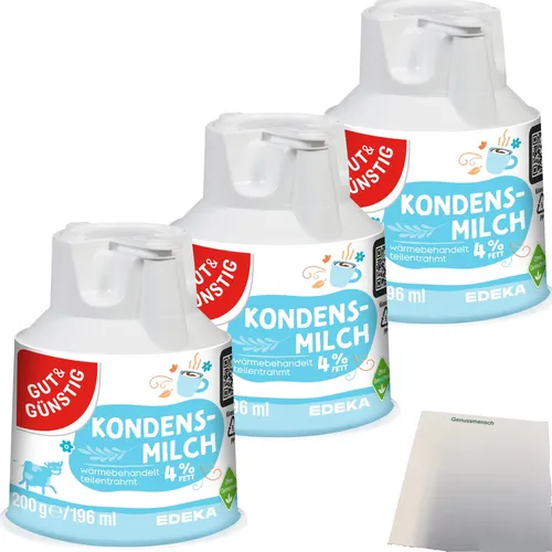 Gut&Günstig Kondensmilch Kaffeesahne Kännchen 4% 3er Pack 3x200g Packung usy