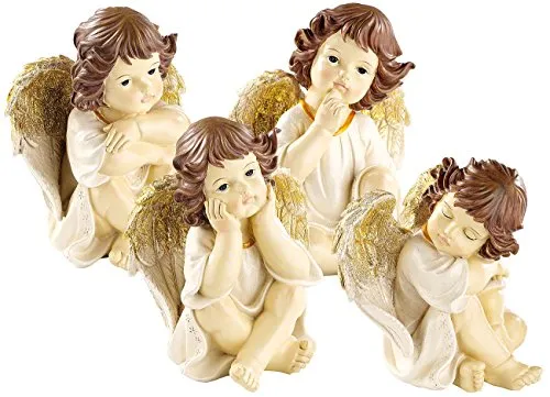 infactory Engelfiguren Weihnachten: Große Deko-Weihnachtsengel im 4-er Set (Deko Engel Weihnachten, Weihnachtsengel Figur)