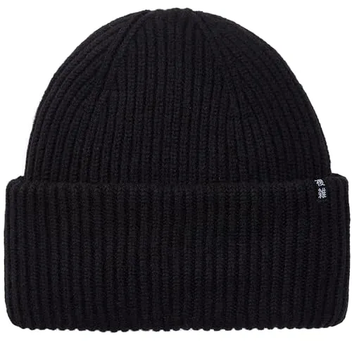 Enter the Complex® Oversize Beanie Mütze, Damen und Herren, Made in Italy, 100% feinste Merinowolle, Gerippt, Schwarz