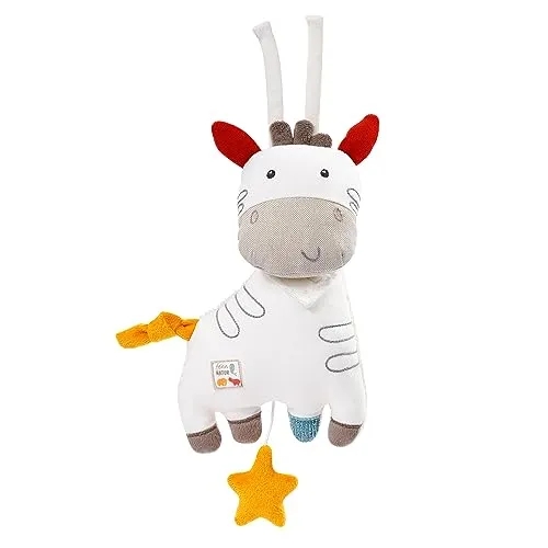 Fehn 056020 Spieluhr Zebra fehnNATUR – Kuschelige Babyspieluhr aus Bio-Baumwolle – Mit herausnehmbarem Spielwerk und Befestigung – Für Babys ab 0 Monaten – Größe: 2 cm