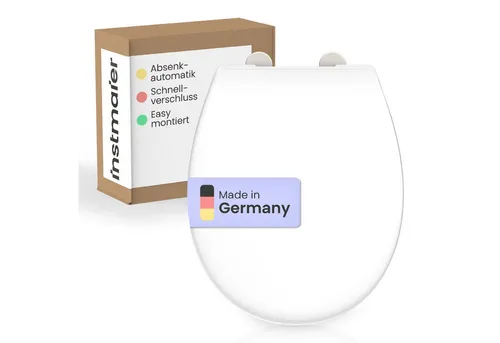 instmaier Toilettendeckel mit Absenkautomatik - ovaler Duroplast WC-Sitz, stabil bis 250kg, Made in Germany und antibakteriell für dauerhafte Hygiene