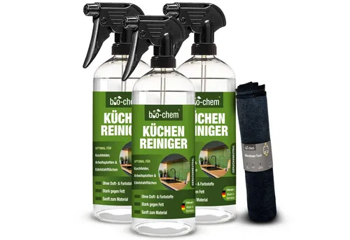 bio-chem Küchenreiniger 3x750 ML - Küchenreiniger ohne Farb- und Duftstoffe, ideal für empfindliche Oberflächen und sorgt für eine hygienische Reinigung.