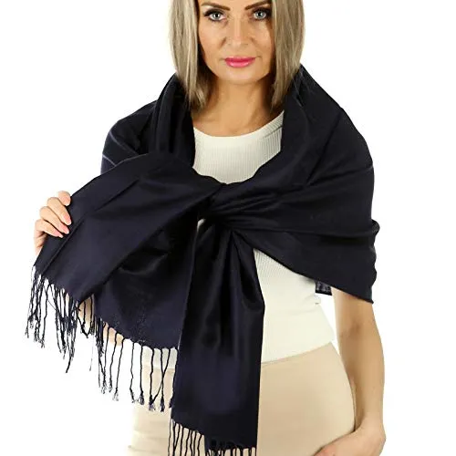 Pashmina Schal für Damen – Weich wie Kaschmir, leicht & elegant – Umschlagtuch & Halstuch – Ideal Seidenabendkleid, Alltag & Reisen – Tuch für Damen – Paisley Motiv – Mit Fransen für Hochzeiten