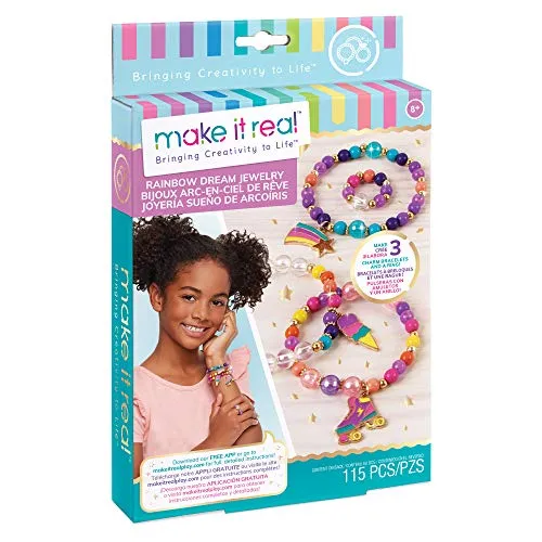 Make It Real DIY Regenbogen Traumschmuck, Bastelset, Schmuckset zum selber basteln für Kinder