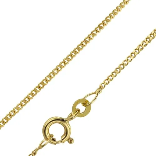trendor Halskette 585 Gold - Zierliche 14 Karat Panzerkette 42 cm - Ketten für Damen: Elegante 585 Goldkette mit 1,4 mm Breite, ideal für Goldanhänger. Hochwertige Verarbeitung und in attraktiver Geschenkbox - perfekt für besondere Anlässe!
