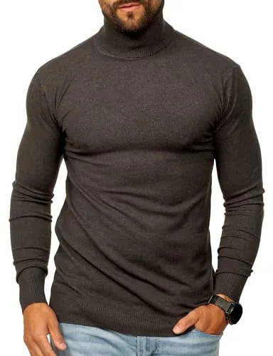 behype. Herren Rollkragenpullover als Strickpullover in Feinstrick - Langarmshirt Pulli Slim-Fit - Winterpullover Rollkragenshirt - Casual & Business Rolli DC_2800-Anthrazit-S