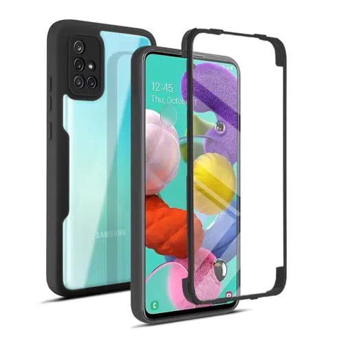Grad Hülle Kompatibel mit Samsung Galaxy A51 | Handyhülle mit eingebautem Displayschutz für Galaxy A51 | Schwarz 360