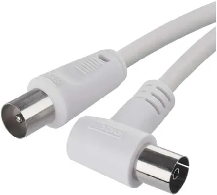 EMOS S31010 Antennen-Koaxialkabel, geschirmt, Winkelstecker, Länge 10m, weiß (2333130102)