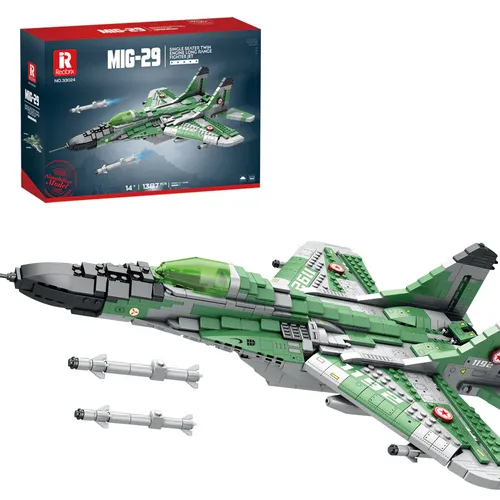 REOBRIX 33024 | MIG 29 Kampfjet Konstruktionsset - Konstruktionsspielzeug mit 1837 Teilen, ideal für Technikliebhaber ab 14 Jahren. Kompatibel mit LEGO und MEGA, perfekt für kreative Bauprojekte!