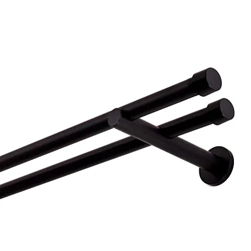 Schwarze Gardinenstange 400 cm 2-läufig aus Metall - Einzelfensterstangen mit 19 mm Durchmesser, individuell kürzbar und perfekt für Vorhänge geeignet – ideal für jedes Zimmer.