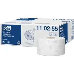 Tork Premium 3-lagig Toilettenpapier - 12 Rollen - Hygieneprodukte, extra weich und saugfähig, ideal für Tork T2 Toilettenpapierspender, 600 Blätter pro Rolle für langanhaltende Nutzung.