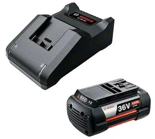 Bosch Home and Garden F016800621 Akku und Ladegerät 36V - Ladegerät für 36V POWER FOR ALL Geräte, leistungsstarker Akku mit COOLPACK-Technologie für längere Lebensdauer und leisen Betrieb ohne Emissionen.